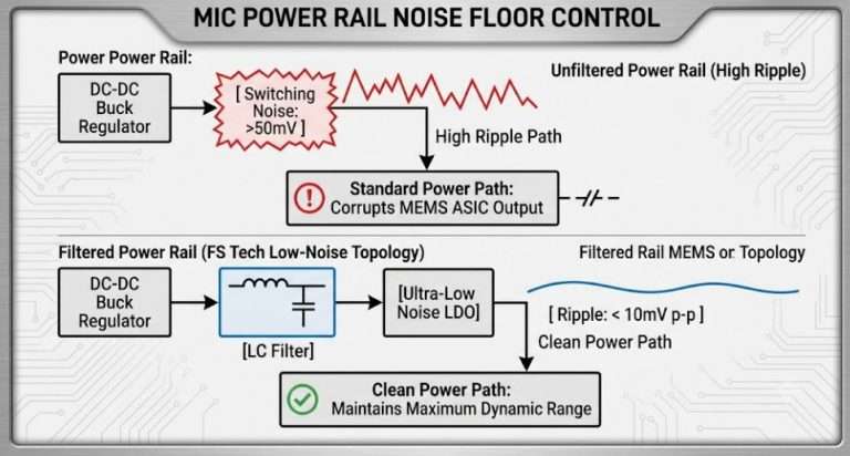 Mic Power Rail Noise Floor Control
