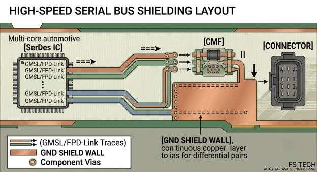 high-speed serial bus shielding layout